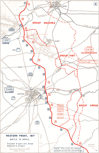 Map of the Arras Offensive shows the Newfoundland Regiment's advance on Monchy.